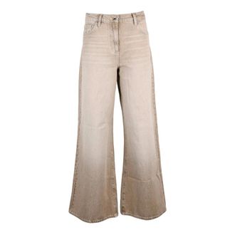 Patrizia Pepe Delav&egrave; Wijde Jeans - Dames - Jeans - Beige - Maat: W25 Katoen