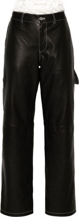 Halfboy leather straight-leg trousers - women - Ovine Leather (top grain)/Viscose - S - Blue
