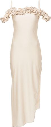 Coperni ruffle-detail maxi dress - women - Polyamide/Elastane - M - Neutrals