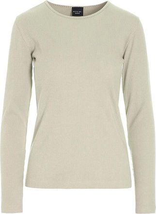 Bitte Kai Rand Geribbelde Longsleeve Top Ivoor - Dames - Longsleeves - Beige - S - Tops