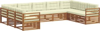 vidaXL Conjunto De Sof&aacute;s De Exterior 9 Uds. Natural Y Crema Vidaxl