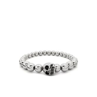 Alexander McQueen Alexander McQueen, Bracelets, male, Gray, Size: ONE SIZE Skull Charm Elasticated Band Bracelet