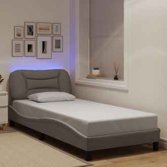 vidaXL Vidaxl - Estructura Cama Con Led Sin Colch&oacute;n Tela Gris Taupe 90x190 Cm