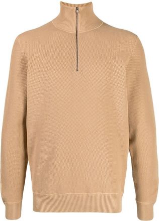 Pringle Of Scotland half-zip cotton jumper - men - Cotton - L - Brown