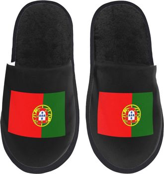 Generic Home Slippers Flag Of Portugal Furry Slippers Unisex Casual House Slipper For Party Indoor Guest M