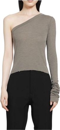 Rick Owens Ziggy T - Dames - Longsleeves - Grijs - S - Wol - Tops