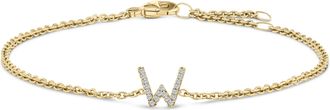 House of Brilliance 10K Gold Diamond Accent A-Z Initial Charm and Link Bracelet