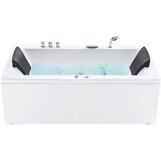 Beliani Beliani - Ba&ntilde;era De Acr&iacute;lico Blanco 183 X 90 Cm Izquierda Con Chorros De Masaje Y Reposacabezas Con Led Varadero