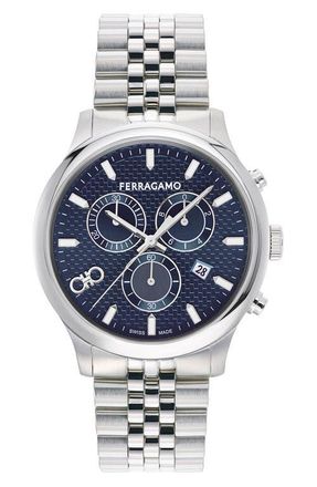 Ferragamo Duo Chronograph Bracelet Watch, 42mm in Stainless Steel at Nordstrom