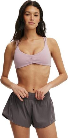 Cotton On Womens Active Ultra Soft Scrunch Front Strappy Crop in Dawn Pink at Nordstrom, Size Medium