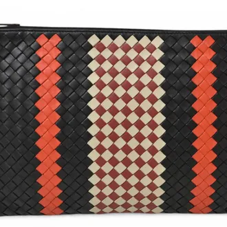 Bottega Veneta Intrecciato Mustard Leather Clutch Bag (Pre-Owned)