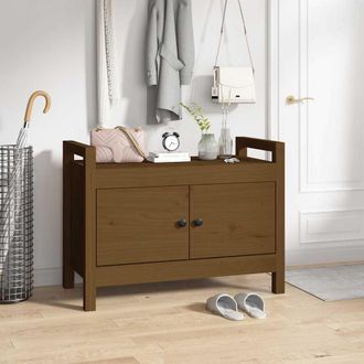 vidaXL Banco De Recibidor Madera Maciza De Pino Marr&oacute;n Miel 80x40x60cm Vidaxl