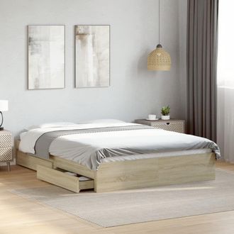 Berkfield Home Bed Frame with Drawers without Mattress Sonoma Oak 140x200 cm in Brown