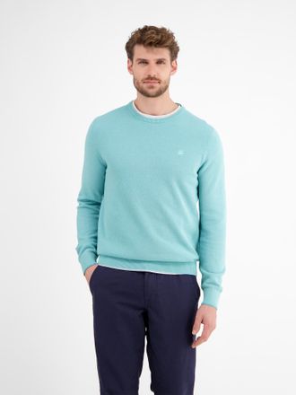 Lerros Strickpullover LERROS, Herren, Gr. 3XL, blau (coastal blau), Strick, Obermaterial: 100% Baumwolle, unifarben, regular fit taillenbedeckt, Rundhals, Ri