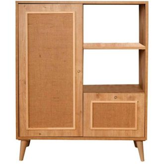 Dmora Credenza Zenara, Buffet da soggiorno, Madia da salotto, Dispensa da cucina, 90x40h110 cm, Quercia, con imballo rinforzato, con imballo rinforzato