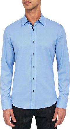 ConStruct Micro Geometric Print Stretch Button-Up Shirt in Blue at Nordstrom Rack, Size Xx-Large