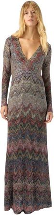 Missoni Long Dress With V-neck And Zigzag Pattern in Multicoloured at Nordstrom, Size 42 It