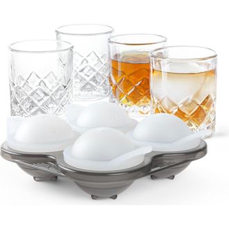 Final Touch Yarai Shiver Ice Ball Shots - 4 Glasses with Ice Ball Tray in White at Nordstrom