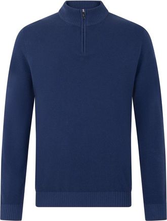 Fedeli Trui met hoge kraag en rits - Heren - Coltruien - Blauw - L - Katoen - Truien & Vesten