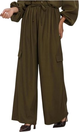 Refined Department Refined Department - Dames Broeken Ladies Woven Wide Leg Cargo Pants Mila - Dames - Broeken - Groen - Maat: L Viscose