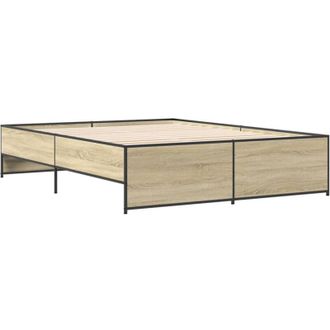 vidaXL Vidaxl - Estructura Cama Madera Ingenier&iacute;a Metal Roble Sonoma 160x200 Cm