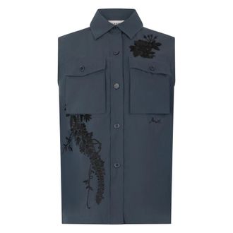 P.A.R.O.S.H. Shirts, female, Blue, Size: XS Embroidery Chest-Pocket Shirt