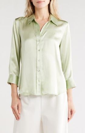 L'agence Dani Silk Blouse in Laurel Green at Nordstrom Rack, Size X-Small