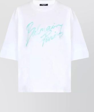 Balmain paris logo bulky graphic crewneck tshirt