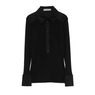 D.exterior Blouse met contrasterende panelen en knoopsluiting - Dames - Blouses & Shirts - Zwart - Maat: L