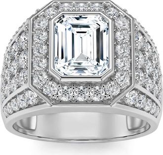 Pompeii3 3Ct Emerald Cut Diamond Mens Ring in White, Yellow or Rose Gold Lab Grown