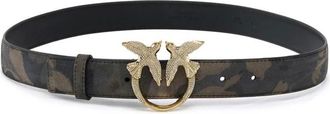 Pinko Cintura camouflage con fibbia gioiello Love Birds - - Accessories - Donna - Verde - L