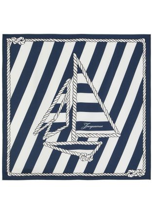 Jacquemus Le Foulard Bateau Corde Printed Silk Scarf - Navy - One Size