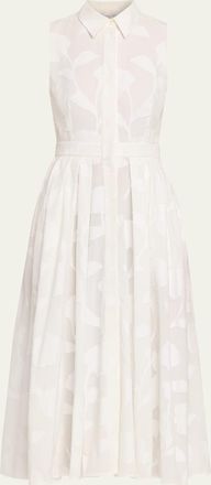 Michael Kors Pleated Floral Burnout Midi Shirtdress