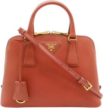 Prada Pre-owned Saffiano 2way handtas - Dames - Vintage Handtas - Bruin - ONE Size - Leer - Vintage