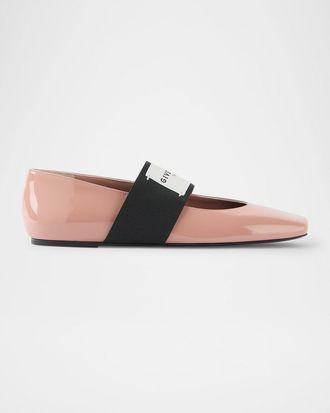 Givenchy Sliced Square Label Patent Leather Ballerina Flats