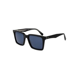 Tommy Hilfiger Sunglasses, male, Black, Size: ONE SIZE Black Square Sunglasses with Blue Lenses