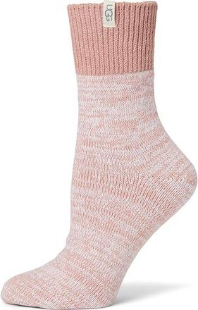 UGG Rib Knit Slouchy Quarter Womens No Show Socks Shoes Blush, Polyester
