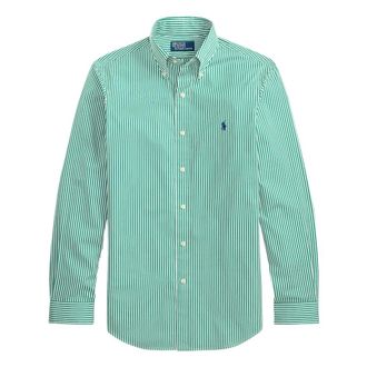 Ralph Lauren Casual Shirts, male, Green, Size: XL Logo Striped Shirt