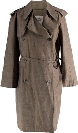 Herm&egrave;s Herm&egrave;s Vintage Brown Linen Blend Trench Size M