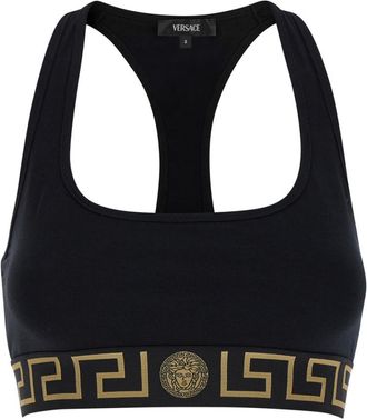 Versace Black Greca And Medusa Sports Bra