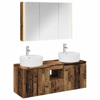 vidaXL Juego De Muebles De Ba&ntilde;o 4 Uds. Madera Envejecida Vidaxl