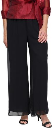 Alex Evenings Wide Leg Chiffon Palazzo Pants in Black at Nordstrom, Size X-Large