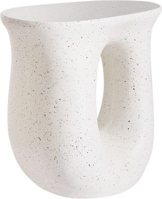 Beliani Mesa auxiliar 42 cm 28 cm Efecto terrazo Terrazo blanco