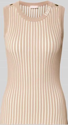 Liu Jo Stricktop aus Viskose-Mix mit Zierkn&ouml;pfen in Sand, Gr&ouml;&szlig;e XXL