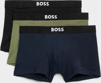 BOSS Mens 3 black/navy/khaki trunks Cotton 3-pack