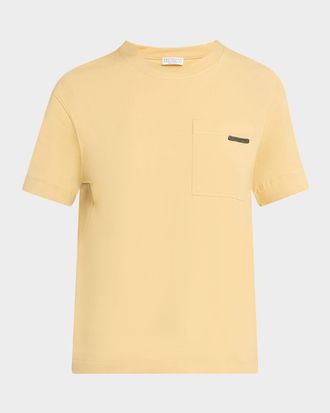 Brunello Cucinelli Crewneck T-Shirt with Monili Pocket
