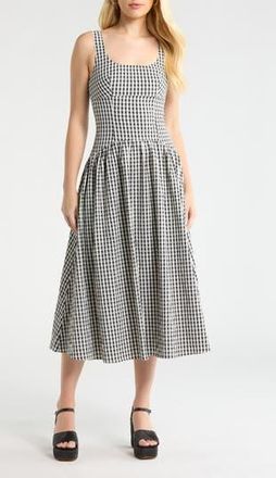 ASTR the Label Cara Gingham Dress in Black Gingham at Nordstrom Rack, Size Medium