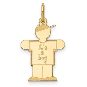 Diamond2Deal 14k Yellow Gold The Kids Small Its a Boy Engravable Hugs Charm Pendant
