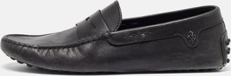 Tod's Tods For Ferrari Black Leather Slip On Loafers