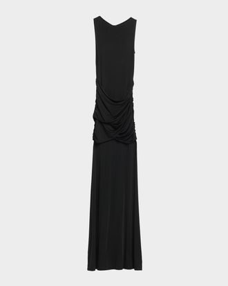 Sally Lapointe Sleeveless Draped Jersey Trumpet Gown